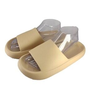 Cozy Pillow Slides Beige Anti-Slip Sandals Ultra Soft Slippers Cloud Women 38-39